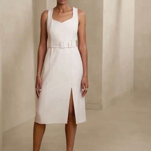 Banana Republic Midi Sheath Dress, Cream, Size 0P